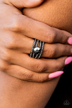 Load image into Gallery viewer, Paparazzi Downtown Diva - Hematite Rhinestone - Ring - Fashion Fix Exclusive February 2019 - $5 Jewelry With Ashley Swint