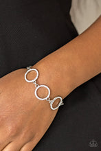 Load image into Gallery viewer, Paparazzi Dress The Part - White - Rhinestones - Three Glittery Silver Rings - Bracelet - $5 Jewelry with Ashley Swint