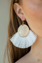 Load image into Gallery viewer, Paparazzi Foxtrot Fringe - Gold - White Fringe / Thread Earrings - $5 Jewelry With Ashley Swint