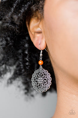 Paparazzi Full Floral - Orange - Filigree Silver Earrings - $5 Jewelry With Ashley Swint