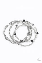 Load image into Gallery viewer, Paparazzi Full Of WANDER - Black Beads - Silver Set of 4 Bracelets - $5 Jewelry With Ashley Swint