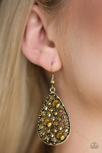 Paparazzi GLOW With The Flow - Brass Rhinestones - Earrings - $5 Jewelry With Ashley Swint