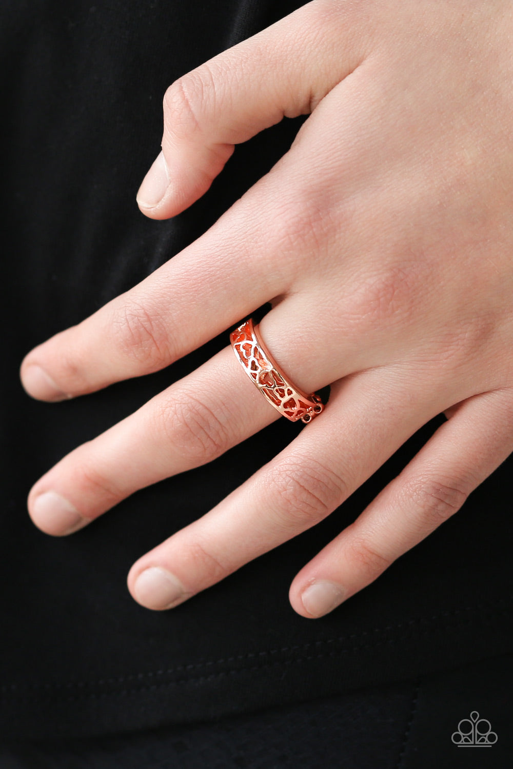 Paparazzi HEART Me Out! - Copper - Heart Silhouettes - Dainty Band Ring - $5 Jewelry With Ashley Swint