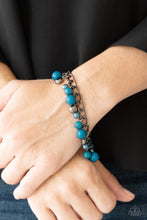 Load image into Gallery viewer, Paparazzi Hold My Drink - Blue - Gunmetal Beads and Chain Bracelet - $5 Jewelry with Ashley Swint