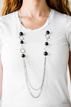 Load image into Gallery viewer, Paparazzi Its About SHOWTIME! - Black - Silver Chains - Necklace &amp; Earrings - $5 Jewelry With Ashley Swint