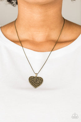 Paparazzi Look Into Your Heart - Brass - Heart Pendant - Necklace & Earrings - $5 Jewelry With Ashley Swint