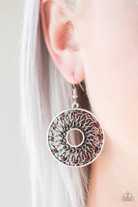 Paparazzi Malibu Musical - Red Rhinestones - Earrings - $5 Jewelry With Ashley Swint