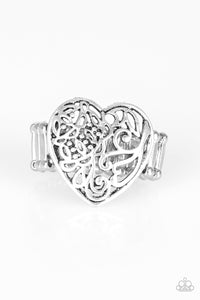 Paparazzi Meet Your MATCHMAKER - Silver - Filigree Heart Ring - $5 Jewelry With Ashley Swint