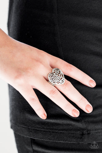 Paparazzi Meet Your MATCHMAKER - Silver - Filigree Heart Ring - $5 Jewelry With Ashley Swint