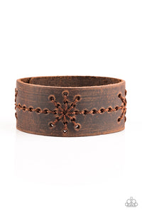 Paparazzi Nautical Nature - Brown - Distressed Leather Band - Snap Bracelet - $5 Jewelry With Ashley Swint