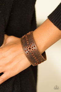 Paparazzi Nautical Nature - Brown - Distressed Leather Band - Snap Bracelet - $5 Jewelry With Ashley Swint