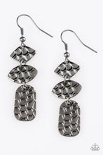 Load image into Gallery viewer, Paparazzi Nine to HIVE - Black - Bee Hive Embossed Textures - Gunmetal Earrings - $5 Jewelry With Ashley Swint