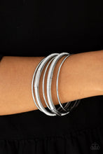 Load image into Gallery viewer, Paparazzi Pay A Hefty SHINE - Silver Bangles - Set of 5 Bracelets - $5 Jewelry With Ashley Swint