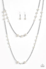 Load image into Gallery viewer, Paparazzi Pearl Promenade - White Pearly Beads - Silver Chains - Necklace &amp; Earrings - $5 Jewelry With Ashley Swint