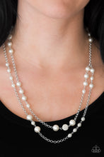 Load image into Gallery viewer, Paparazzi Pearl Promenade - White Pearly Beads - Silver Chains - Necklace &amp; Earrings - $5 Jewelry With Ashley Swint