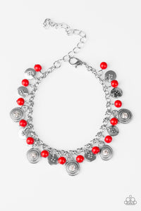 Paparazzi Pure LUXE - Red Beads - Silver Bracelet - $5 Jewelry With Ashley Swint