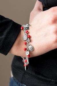 Paparazzi Pure LUXE - Red Beads - Silver Bracelet - $5 Jewelry With Ashley Swint