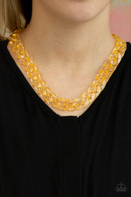 Paparazzi Put It On Ice - Gold Acrylic - Necklace - Life of the Party Exclusive March 2019 - $5 Jewelry With Ashley Swint