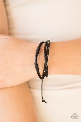 Paparazzi Ready To Roam - Black Leather - Urban Bracelet - $5 Jewelry With Ashley Swint