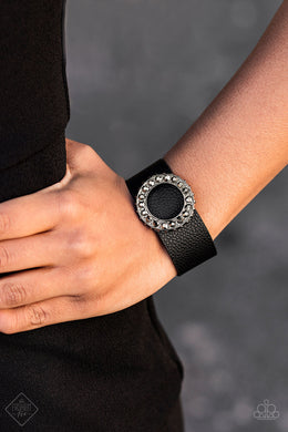 Paparazzi Rebel Razzle - Black - Glittery Hematite Rhinestones - Wrap Bracelet - Fashion Fix Exclusive February 2019 - $5 Jewelry With Ashley Swint