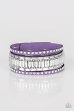 Load image into Gallery viewer, Paparazzi Rock Star Rocker - Purple - White Rhinestones - Wrap / Snap Bracelet - $5 Jewelry With Ashley Swint