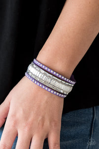 Paparazzi Rock Star Rocker - Purple - White Rhinestones - Wrap / Snap Bracelet - $5 Jewelry With Ashley Swint