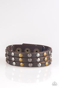 Paparazzi Rural Rider - Brown - Brass & Gunmetal Beads - Leather Wrap Bracelet - $5 Jewelry With Ashley Swint