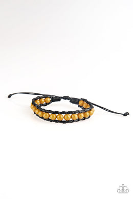 Paparazzi Rural Rover - Yellow - Earthy Brown Beads - Sliding Knot Bracelet - $5 Jewelry With Ashley Swint