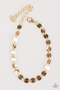 Paparazzi Spotlight Social - Gold - Shimmery Discs - Adjustable Bracelet - $5 Jewelry With Ashley Swint