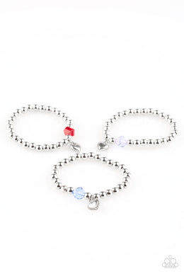 Paparazzi Starlet Shimmer Girls Bracelets - 10 - Silver Heart Charm - Red, Blue, White & Pink - $5 Jewelry With Ashley Swint