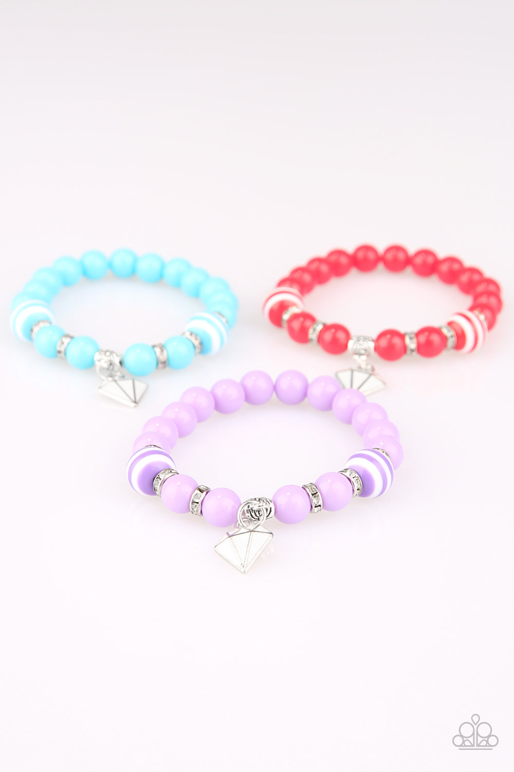 Paparazzi Starlet Shimmer Bracelets - Blue, Purple, Red & Pink with White Diamond Charm - $5 Jewelry With Ashley Swint
