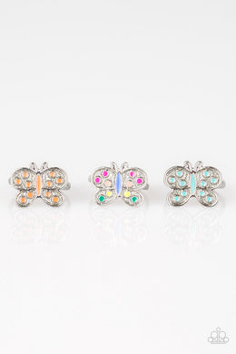 Paparazzi Starlet Shimmer Rings - Set of 10 - Butterfly - Orange, Multi, Blue & Yellow - $5 Jewelry With Ashley Swint