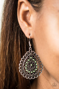 Paparazzi Sweet As Spring - Green Beads - Silver Earrings - $5 Jewelry With Ashley Swint