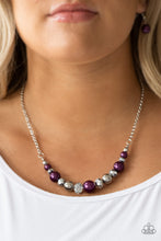 Load image into Gallery viewer, Paparazzi The Big-Leaguer - Purple - Silver, Crystal and Hematite Beads - Necklace &amp; Earrings - $5 Jewelry With Ashley Swint