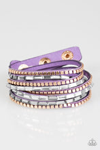 Load image into Gallery viewer, Paparazzi This Time With Attitude - Purple - Emerald Cut Rhinestones - Double Wrap Bracelet - $5 Jewelry With Ashley Swint