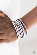 Load image into Gallery viewer, Paparazzi This Time With Attitude - Purple - Emerald Cut Rhinestones - Double Wrap Bracelet - $5 Jewelry With Ashley Swint
