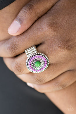 Paparazzi Tide Pools - Purple Beads - Green Bead - Silver Ring - $5 Jewelry With Ashley Swint