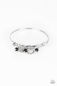 Paparazzi Truly True Love - Black beads - Silver wire coils Bracelet - Heart charm - $5 Jewelry with Ashley Swint