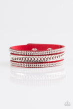 Load image into Gallery viewer, Paparazzi Unstoppable - Red - White Rhinestones - Wrap / Snap Bracelet - $5 Jewelry With Ashley Swint