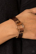 Load image into Gallery viewer, Paparazzi Urban Outlaw - Copper - Hoop - Leather Urban Bracelet - $5 Jewelry With Ashley Swint
