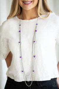 Paparazzi Collectively Carefree - Purple Beads - Silver Necklace & Earrings - $5 Jewelry With Ashley Swint