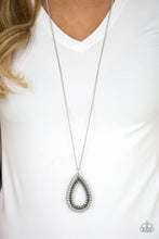Load image into Gallery viewer, Paparazzi Drippin In Drama - Silver - Smoky Rhinestone - Necklace and matching Earrings - $5 Jewelry With Ashley Swint