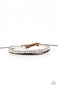 Paparazzi Mountain Mod - Brown Leather - Silver Beads - Sliding Knot Bracelet - $5 Jewelry With Ashley Swint