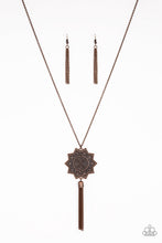 Load image into Gallery viewer, Paparazzi From Sunup To Sundown - Copper Sunburst Pendant - Necklace and matching Earrings - $5 Jewelry With Ashley Swint