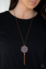 Load image into Gallery viewer, Paparazzi From Sunup To Sundown - Copper Sunburst Pendant - Necklace and matching Earrings - $5 Jewelry With Ashley Swint