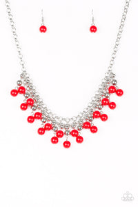 Paparazzi Friday Night Fringe - Red Beads - Silver Necklace & Earrings - $5 Jewelry with Ashley Swint
