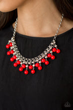 Load image into Gallery viewer, Paparazzi Friday Night Fringe - Red Beads - Silver Necklace &amp; Earrings - $5 Jewelry with Ashley Swint