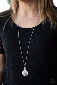 PAPARAZZI Mom Boss - White mom boss stamped charm white diamonds necklace - $5 Jewelry with Ashley Swint