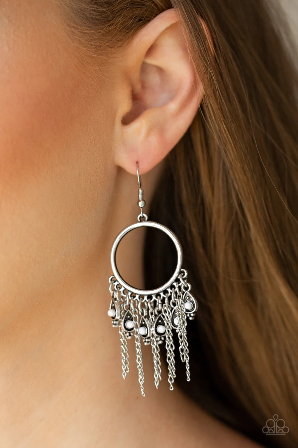 Paparazzi - Very Vagabond - White - Earrings