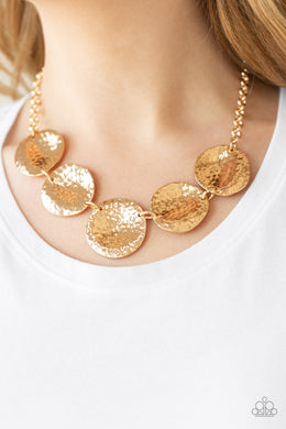 Paparazzi First Impressions - Gold - Hammered High Sheen - Gold Frames - Necklace - Life of the Party Exclusive February 2020 - $5 Jewelry with Ashley Swint